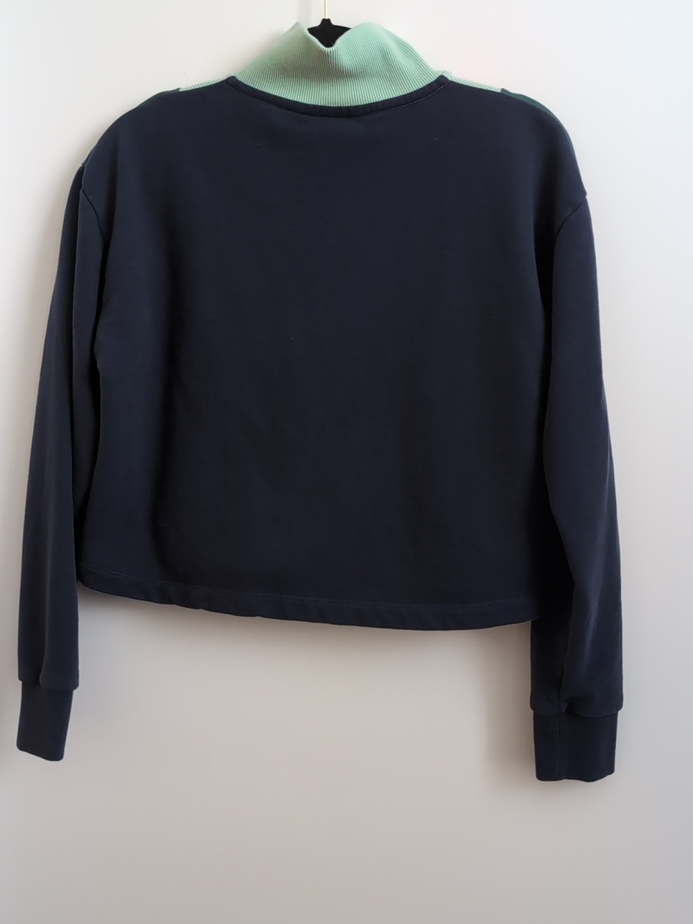 Outdoor Voices Cotton Terry 1/2 Zip Women Cropped Sweatshirt Blue Color block - Picture 5 of 9